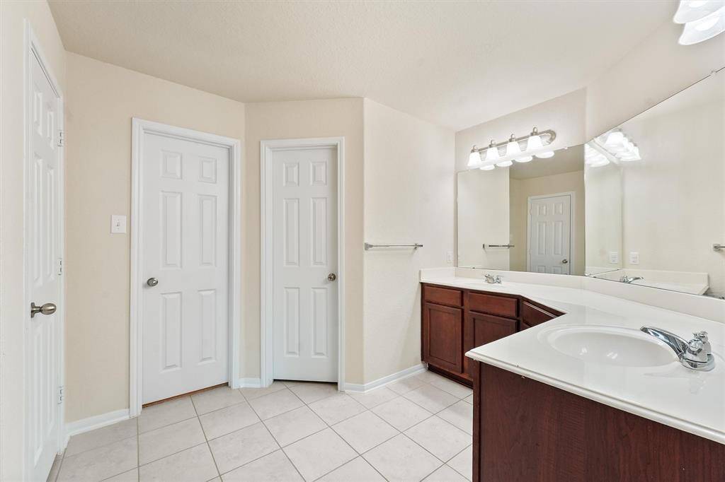 Double sinks and large walk in shower