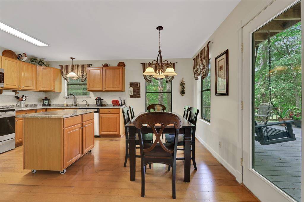 Just off the living area is the dining area and kitchen
