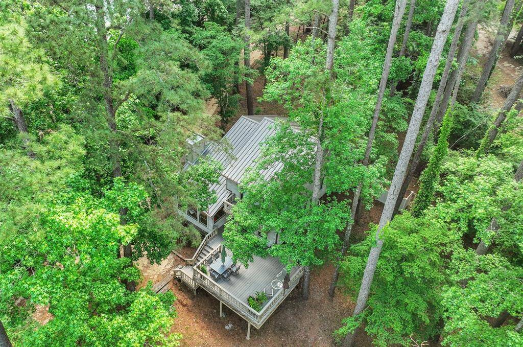 Nestled amongst the pines, the home has a treehouse feel