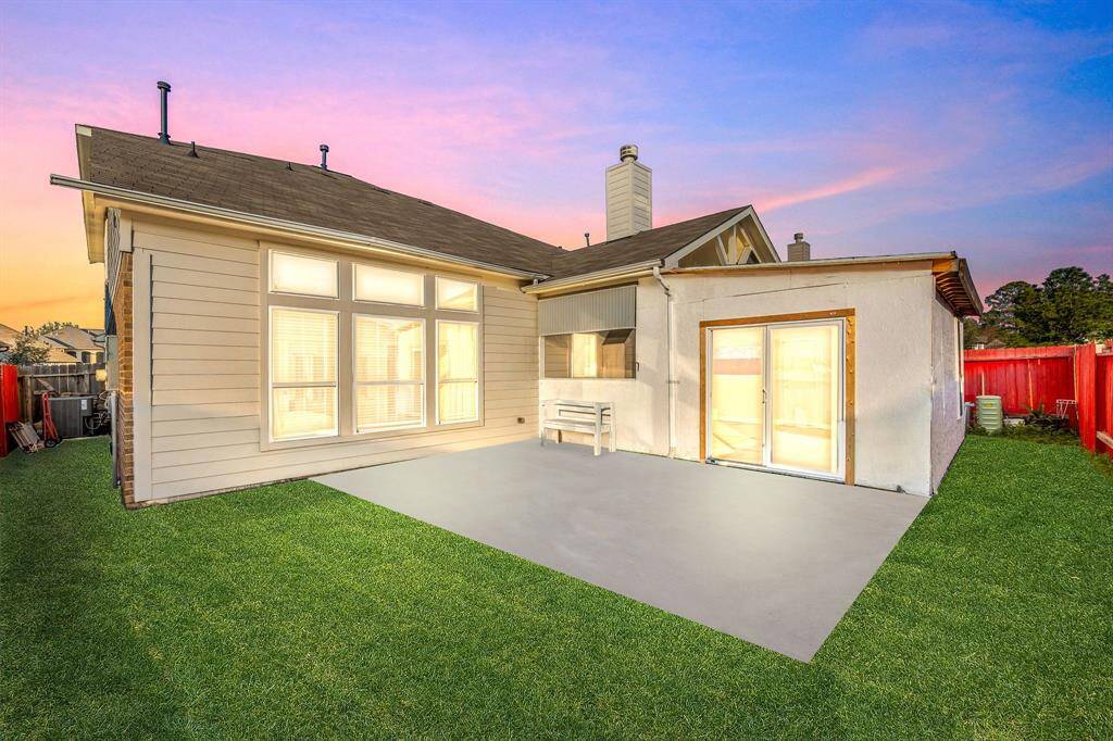 Virtually staged backyard with sod