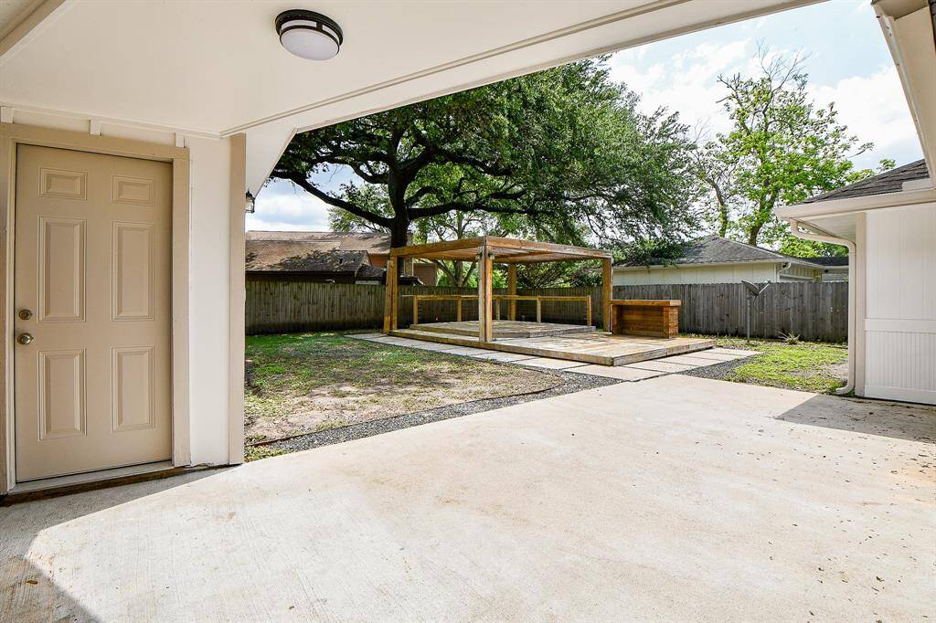 Backyard patio.