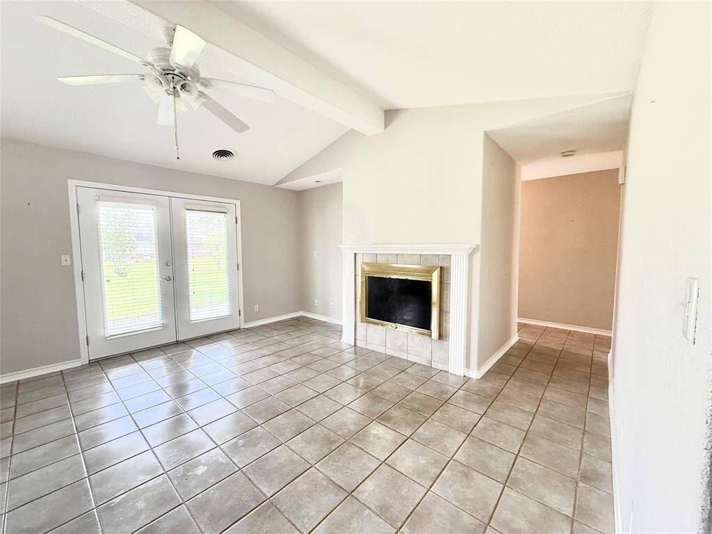 living area with fireplace