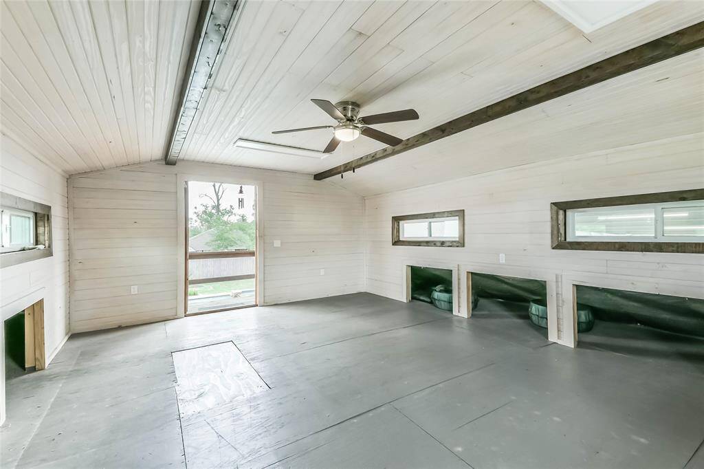 The upstairs portion of the barn has lots of space for extra storage too.