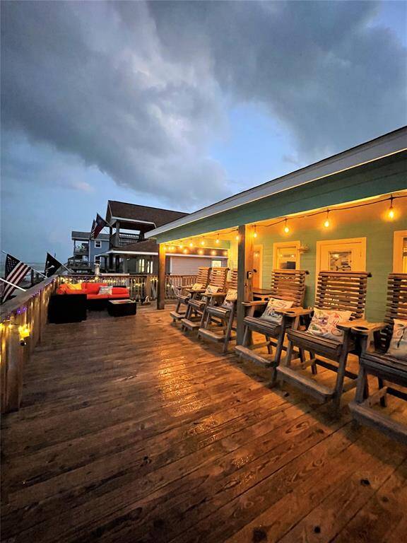 Night view of the front deck