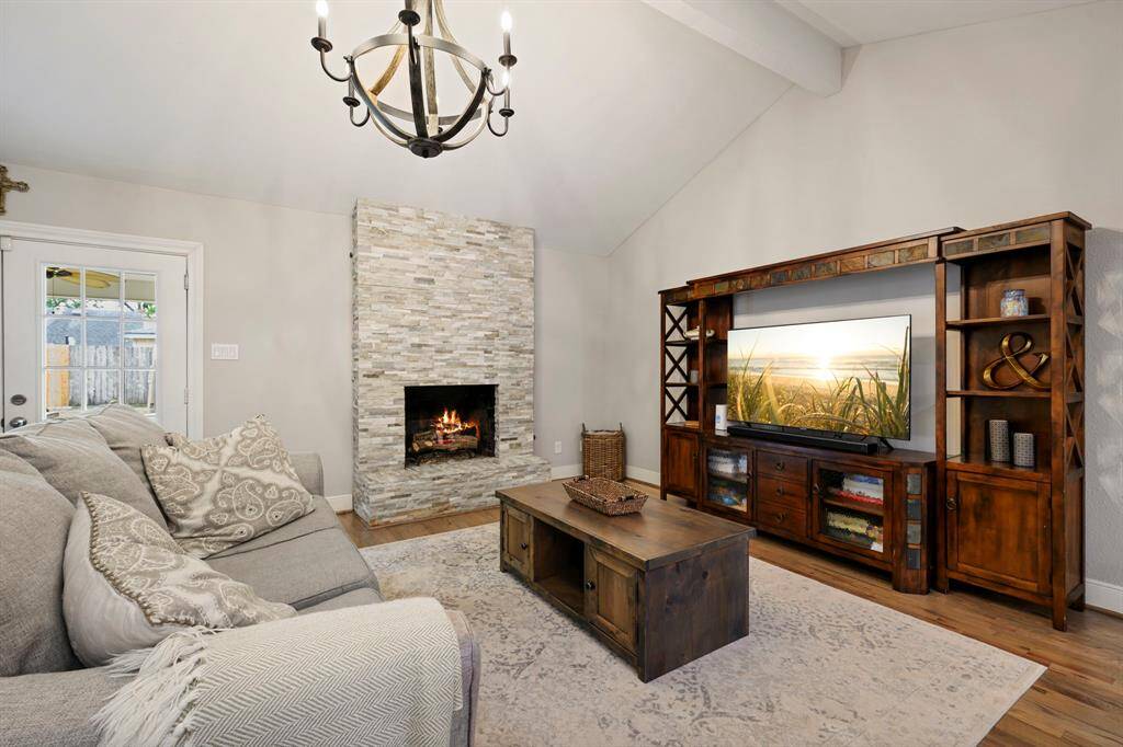 GAS FIREPLACE - Enjoy the warmth and the ambiance of the gas fireplace with a stack-stone finish!