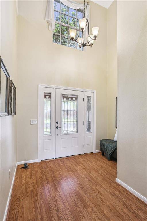 View of the leaded glass front door.