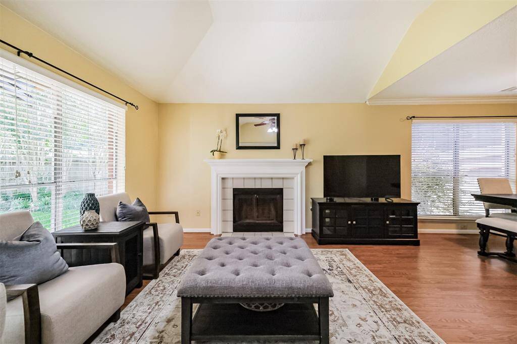 Fireplace creates ambiance and functional heat in the winter months.