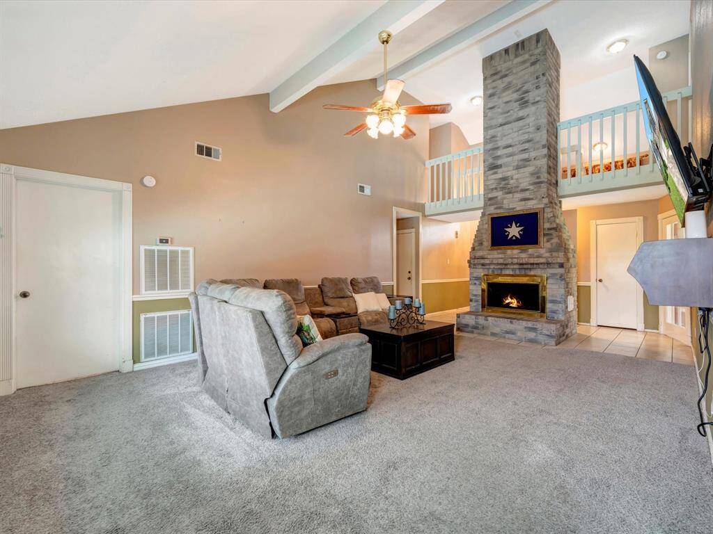 Large den with high ceilings