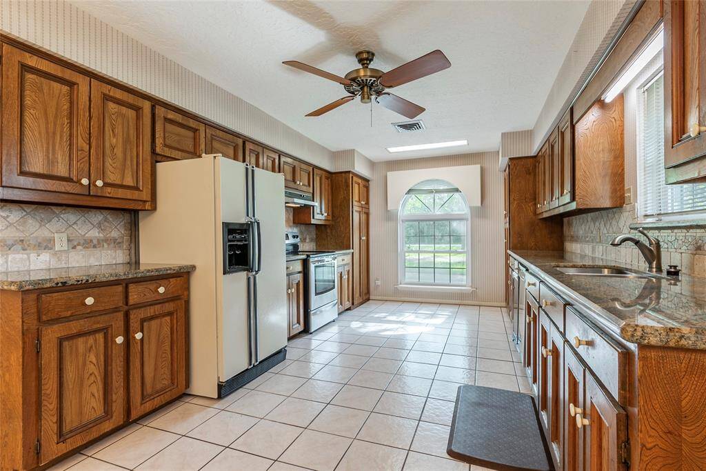 Granite countertops and an undermount stainless sink