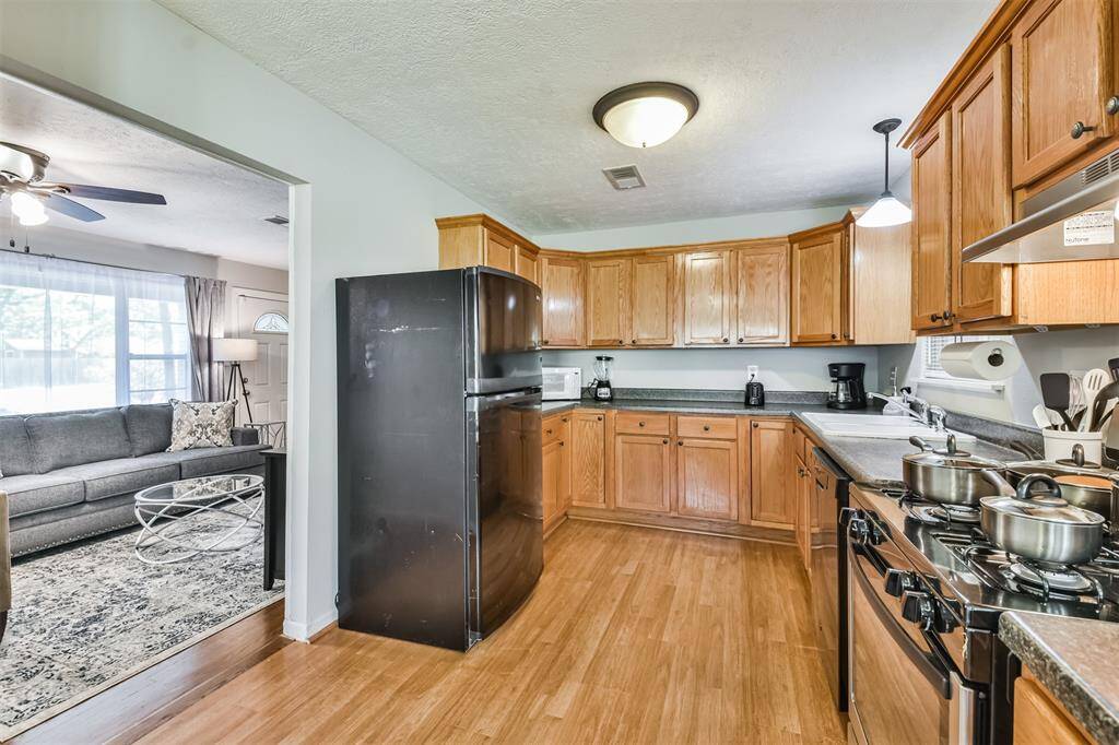 Open kitchen area to living area