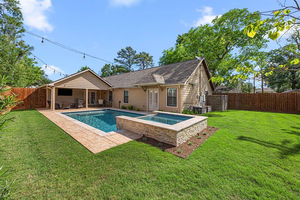 Pool with extra space to put a swing set or trampoline.