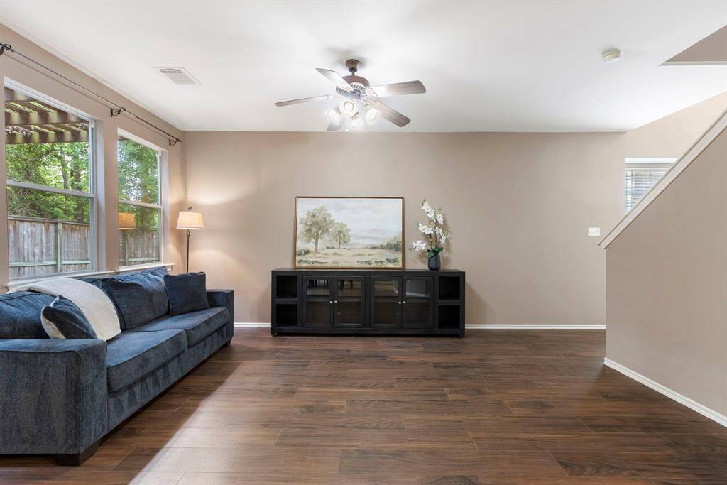 A great view into the living room from the breakfast room, creating an open and connected space.