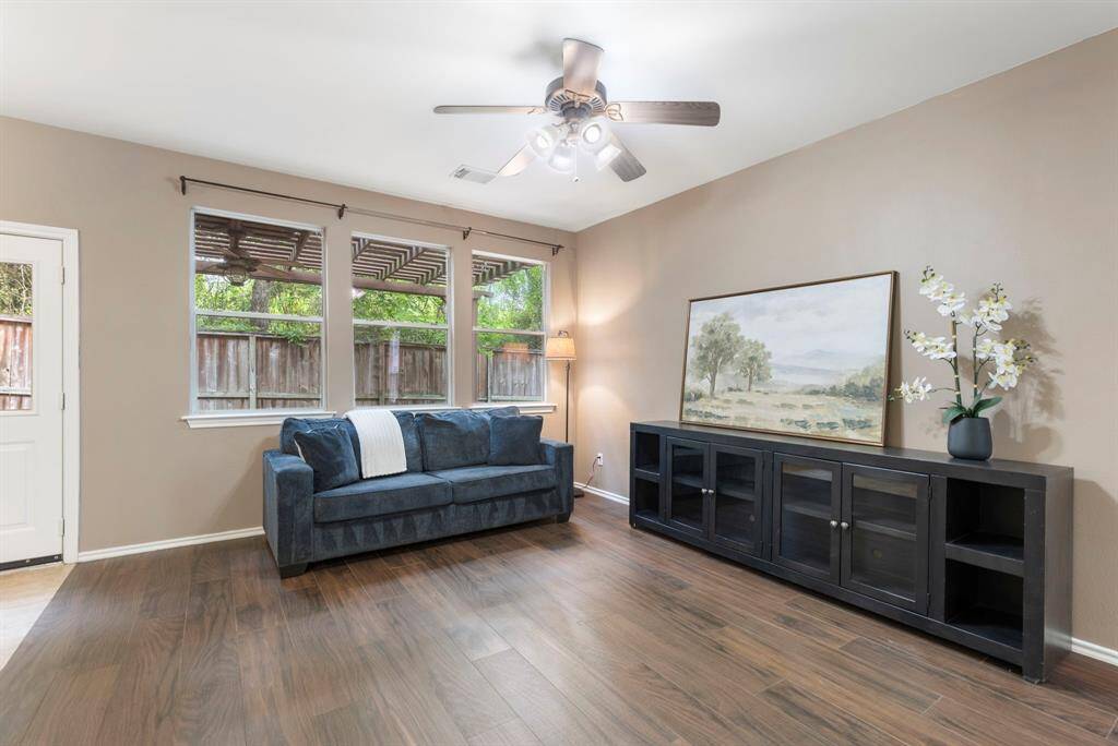Take in peaceful backyard views from the comfort of your living room.