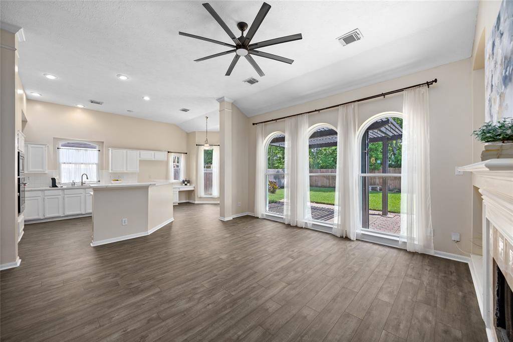 WOW...what a view into the backyard through these massive windows!