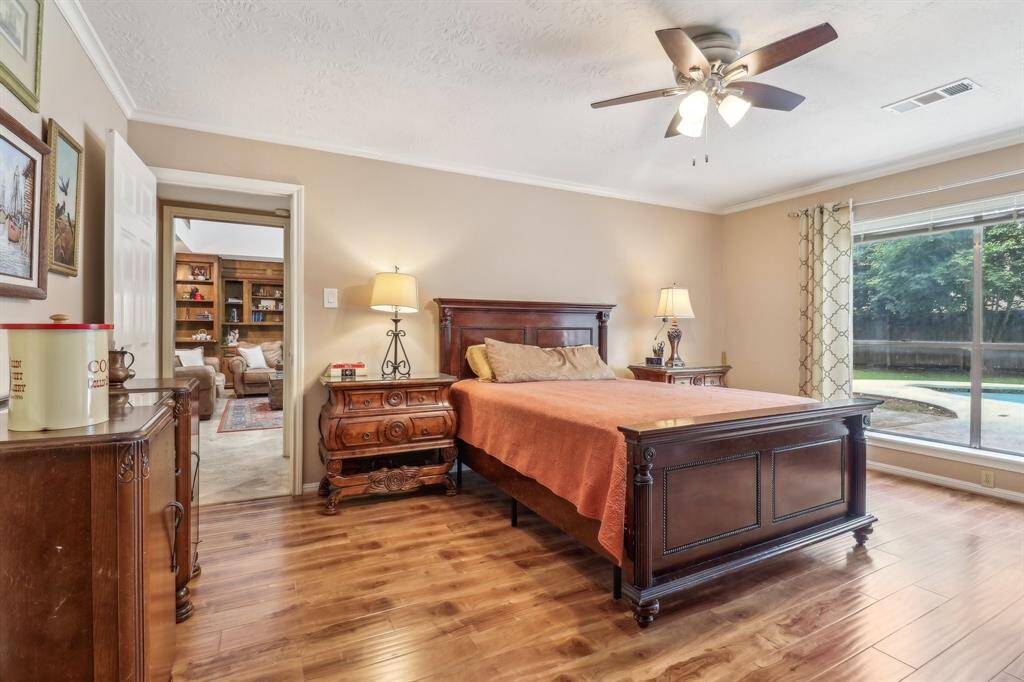 Located off the living room this bedroom has space for any furniture configuration.