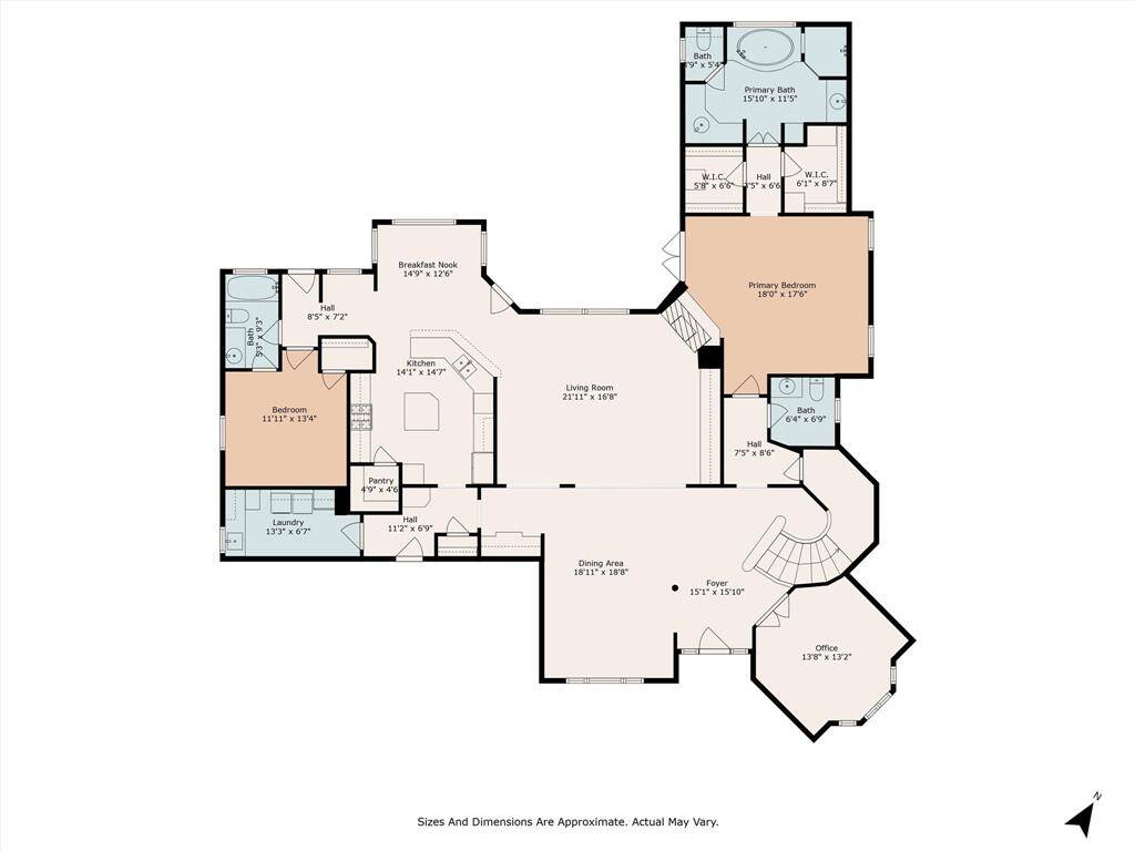 First floor plan *sizes and room dimensions are approximate*
