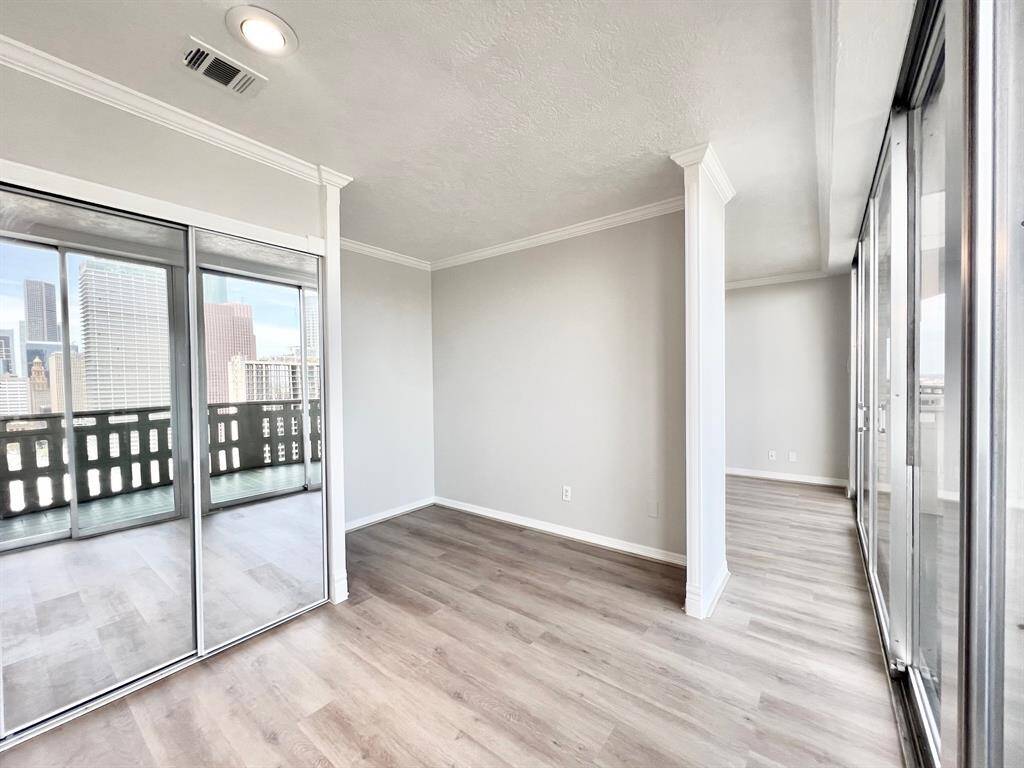 View of Houston's skyline from your vanity