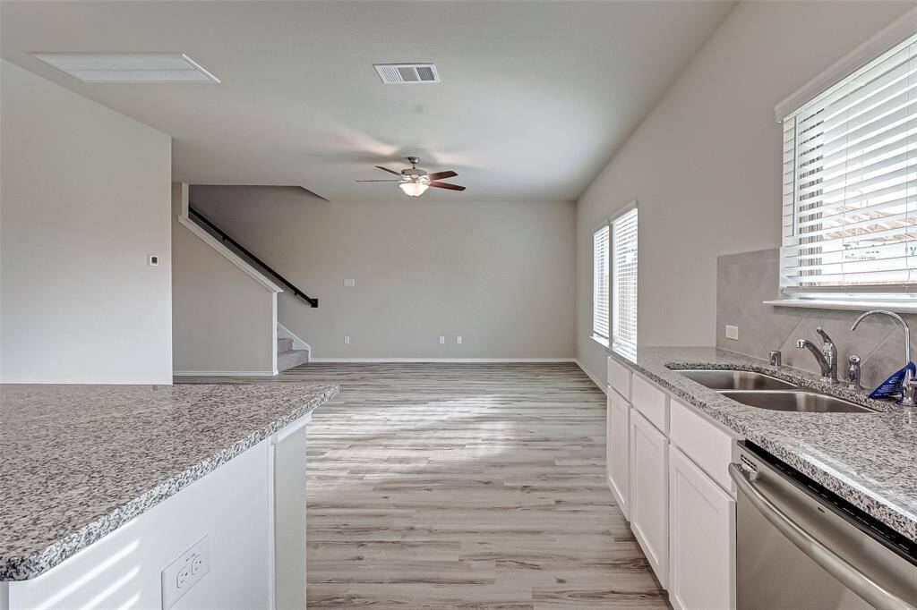 View from kitchen into living/dining room