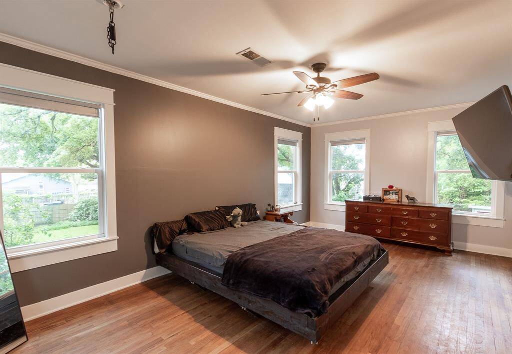 Tons of natural light in this room with a big closet