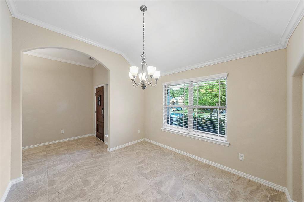A view of the formal dining room - previously used as an office.