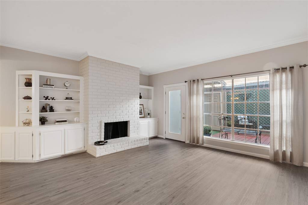 living area with cozy fireplace