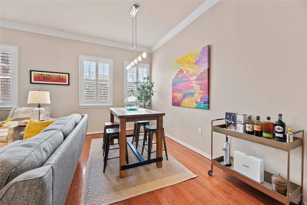 The dining space is large enough to hold a full-sized table, with easy access to the kitchen.