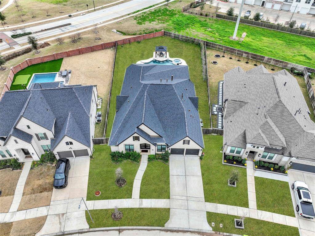 Aerial view of the house.