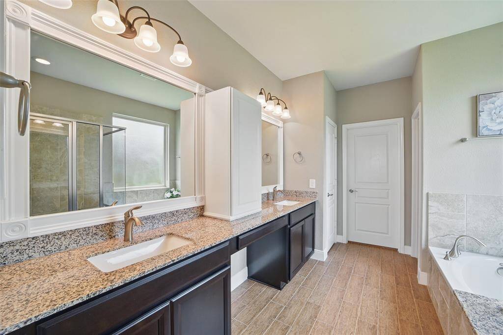 Dual vanity with extra storage added by the homeowner!