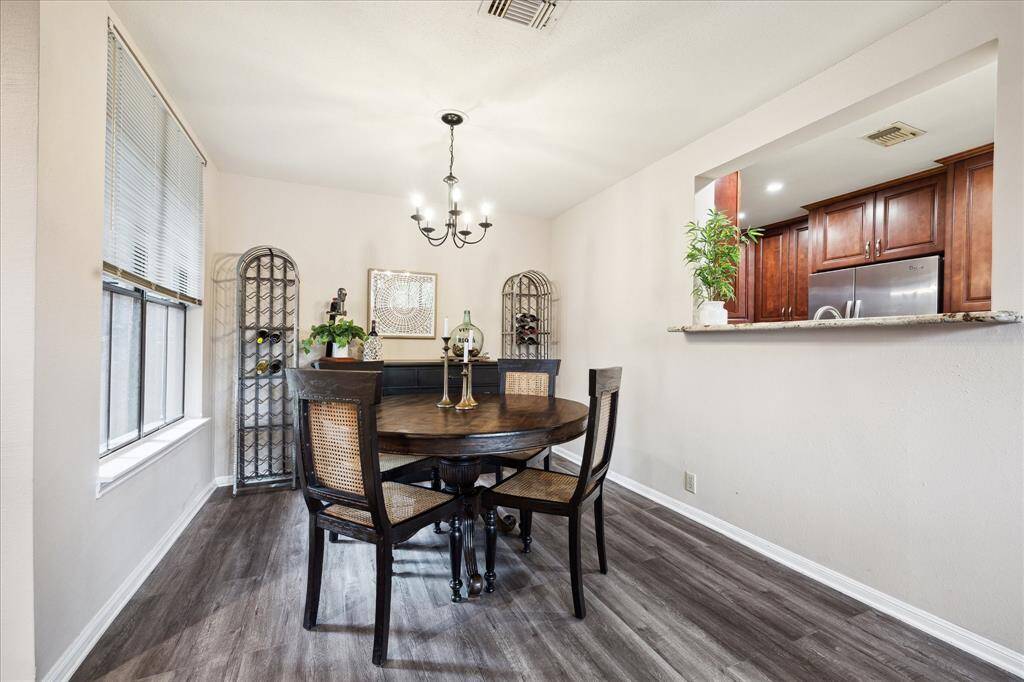 A lovely and seperate dining space off the main entry and living room with easy access to the kitchen.