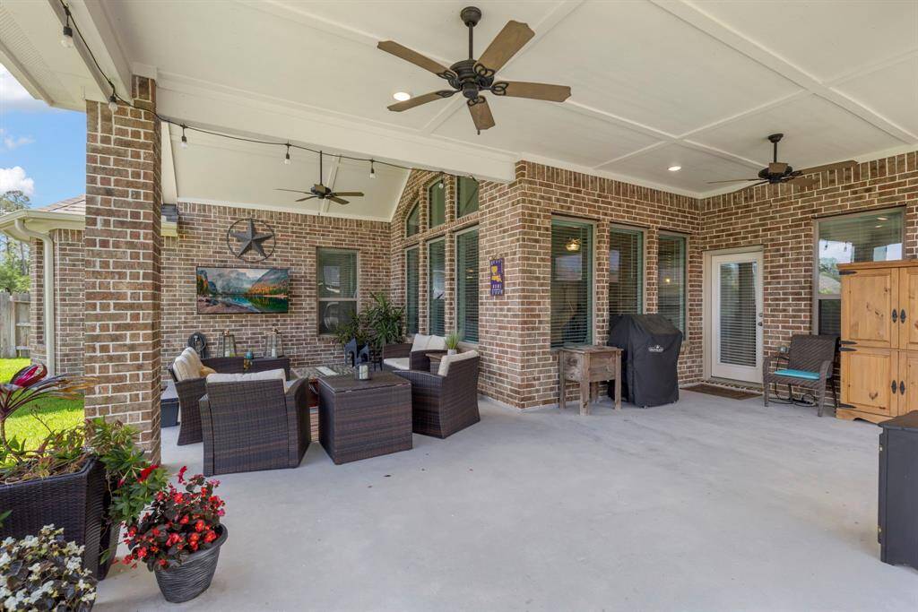 With plenty of room to relax, the large patio offers space for dining and grilling.