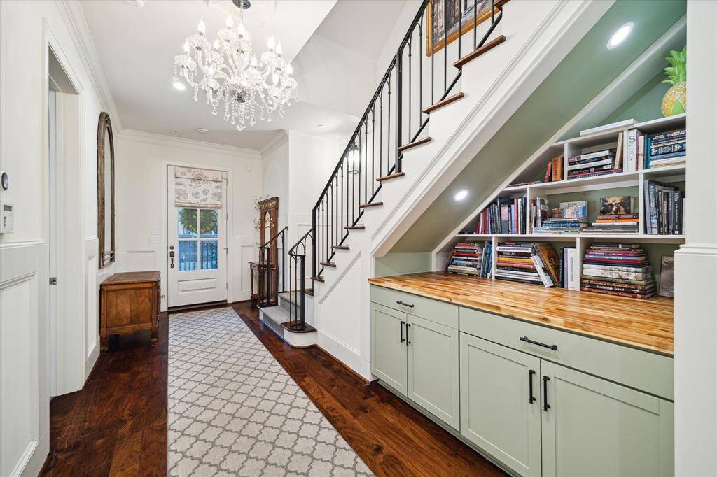 Custom built-ins add both functionality and charm to the space.