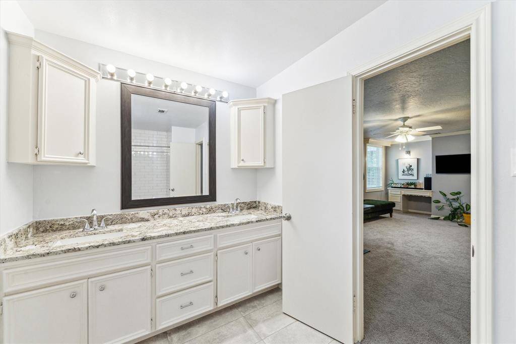 Bathroom #2 - shared with bedroom #3 and #4 - granite counters, updated mirror and lights