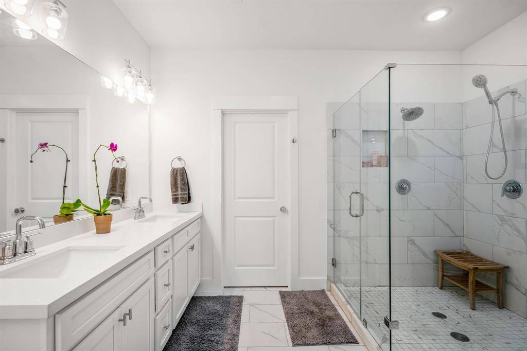 Primary bathroom with large walkin shower
