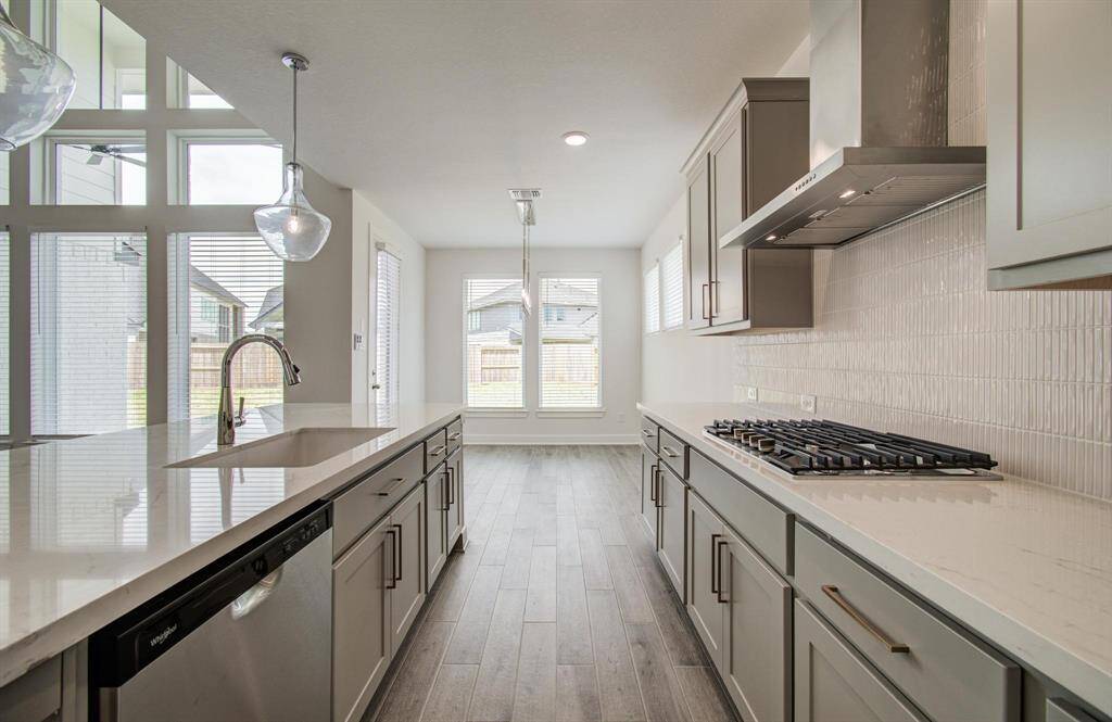 Gas range with hooded vent