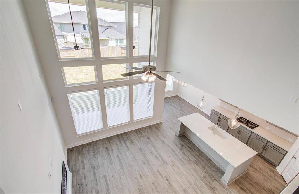View from upstairs into living area