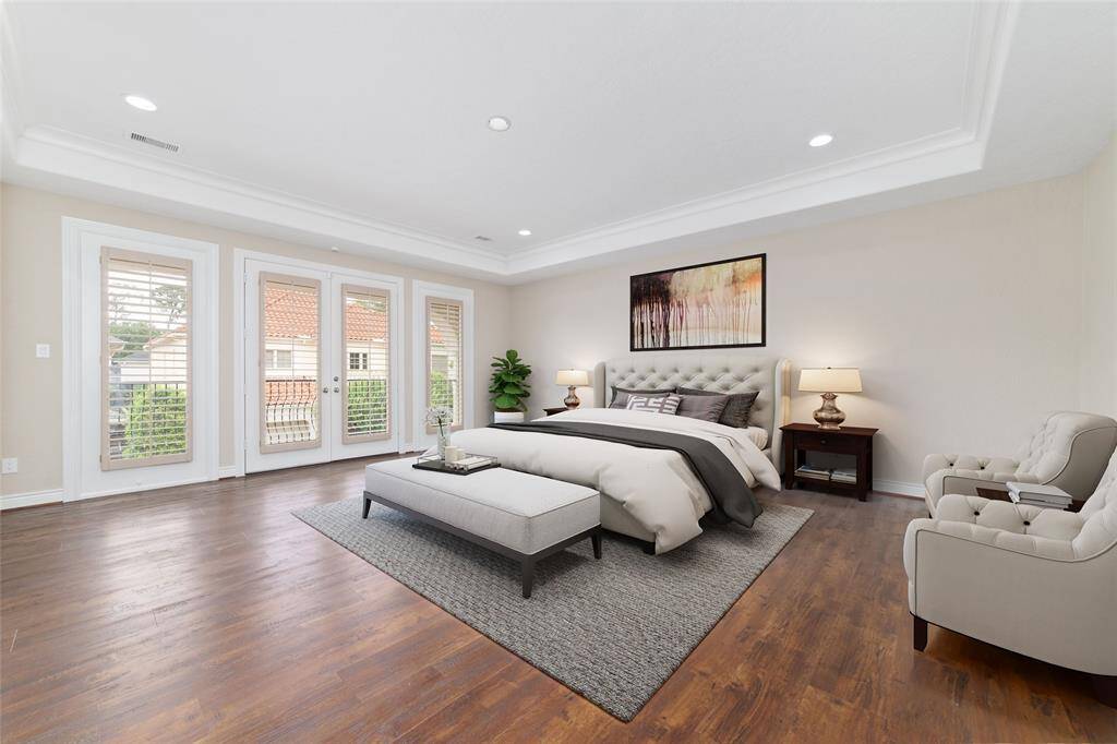 Primary bedroom virtually staged.
