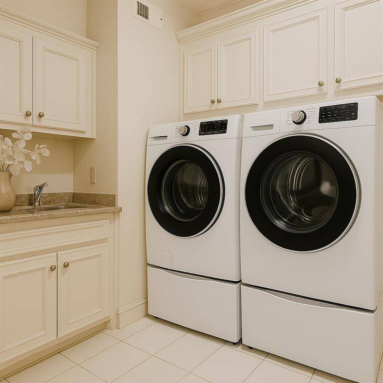 Located in the third floor, the utility room fgaetures a sink. This room has been virtually staged