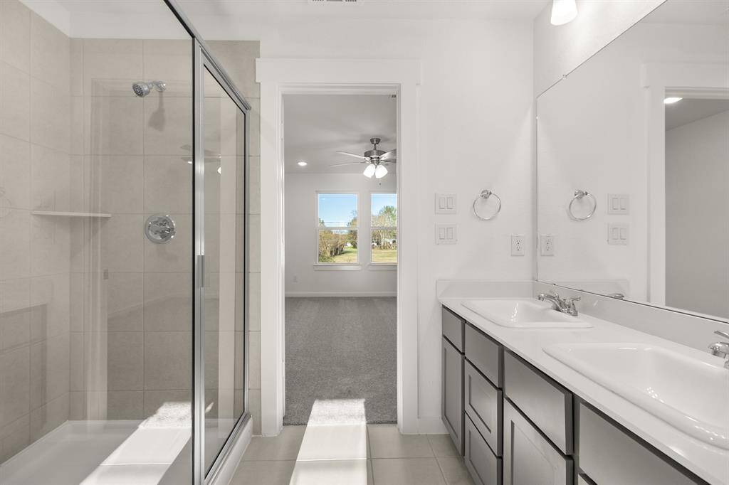 Rinse off the stresses of your day in this oversized shower.