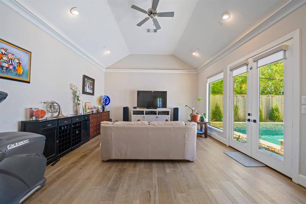 The downstairs game room has plenty of room for a full sized pool table and exercise equipments!