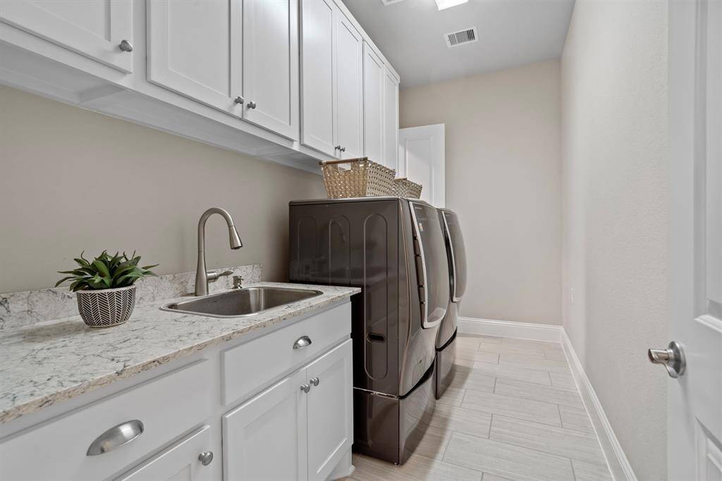 Features lots of cabinets and a sink for easy cleaning