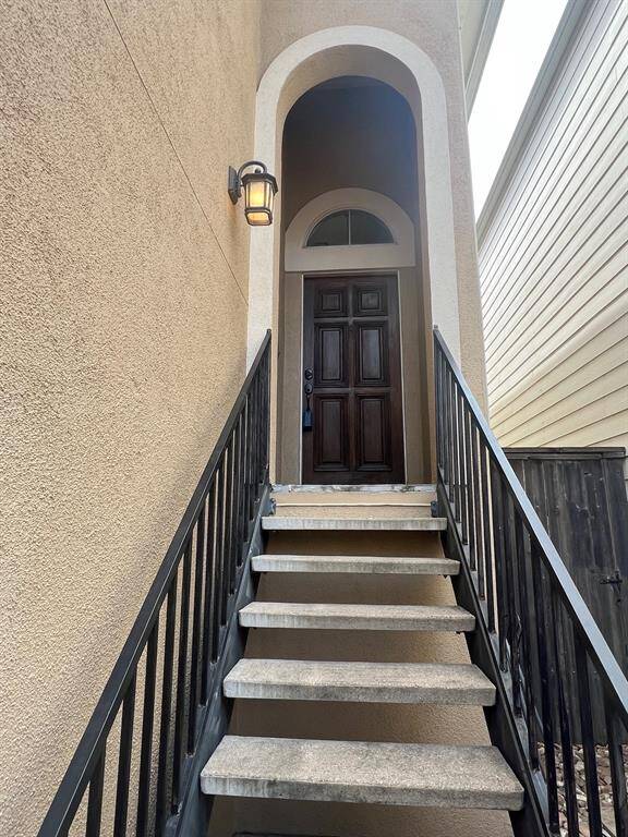 Walk up to freshly stained front door