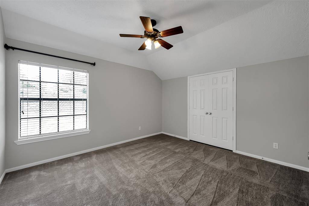 Guest bathroom upstairs w/ dual sinks and separate shower area w/ door great for privacy.