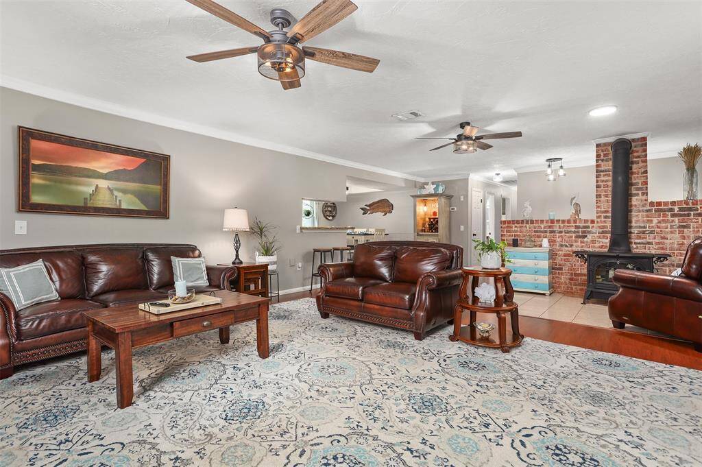 View looking towards the kitchen located at the rear of the home.