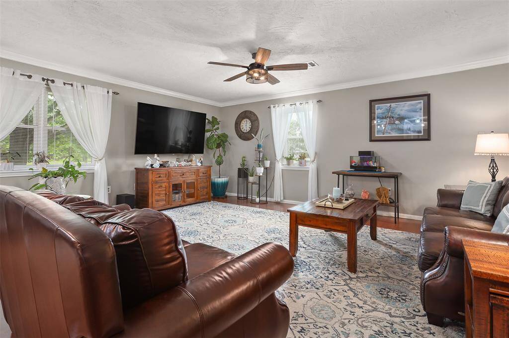 View of the family room from the kitchen.