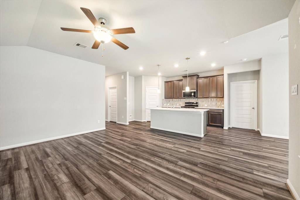 Family room and kitchen