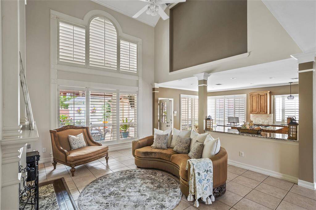 View of living room and kitchen