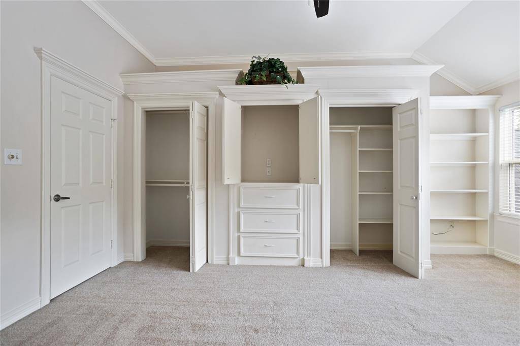 Upstairs bedroom with lots of storage