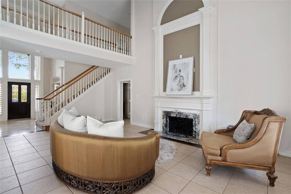 Freshly painted living room with high ceilings