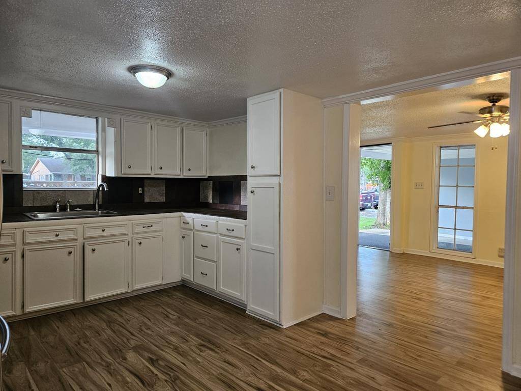 Kitchen open to living area