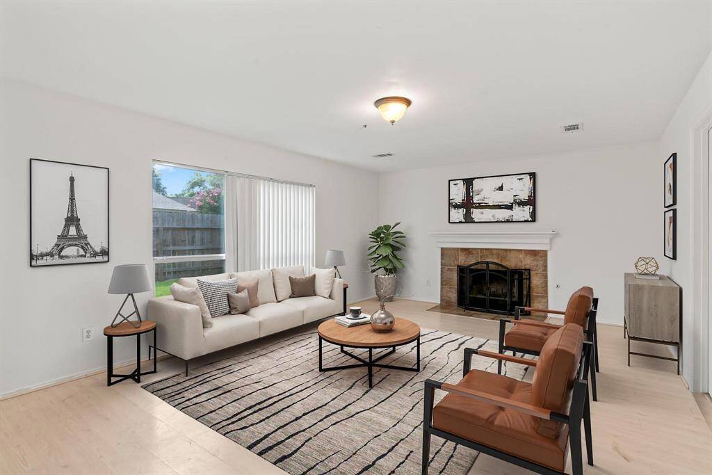 Staged photo of living room
